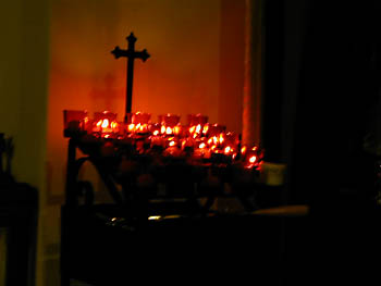 red votive candles: 