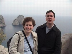 Lisa and Confused Guy: Lisa and me in the Augustine Gardens in Capri, telling her mom how to use the digital camera.