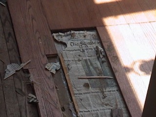 newspaperFloor: The "subflooring" beneath the floor in the older section of our house.