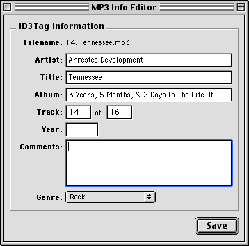 audionID3Editor Mp3 Info Editor : cambiare le informazioni di un mp3 