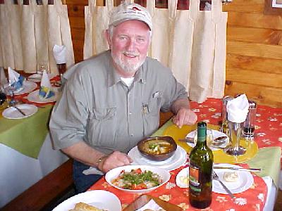 Daniel at the seafood restaurant in Puerto Montt: 