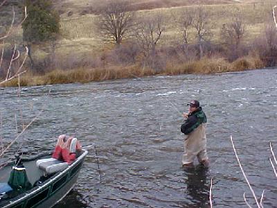 Todd wading in the Klamath: 