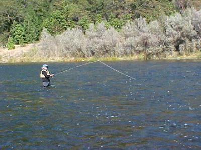 Klamath Monica wading the klamath: 