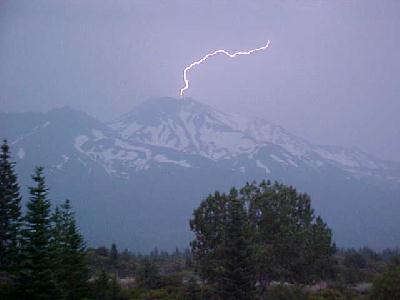 Lightning hitting Mt Shasta July 23rd 2003: 