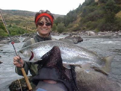 Nancy with a nice trout: 