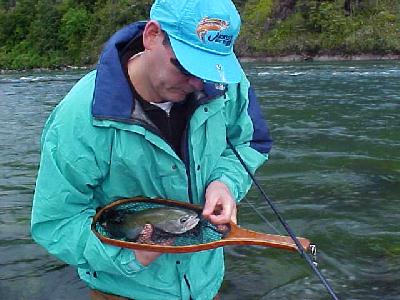 Petrohue taking the hook out: 
