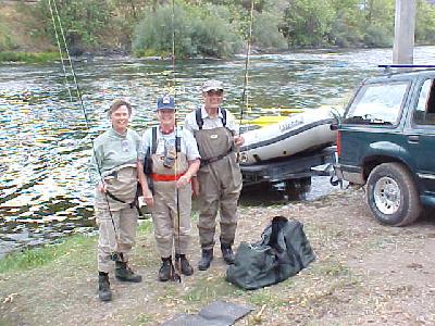 Three Friends Out Fly Fishing: 