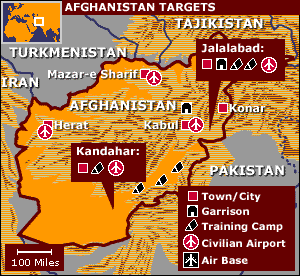Afghan Targets 10-7: BBC map of Afghan target