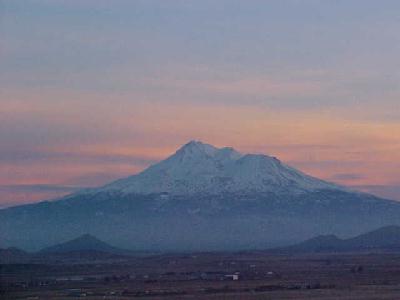 Mt Shasta in orange: